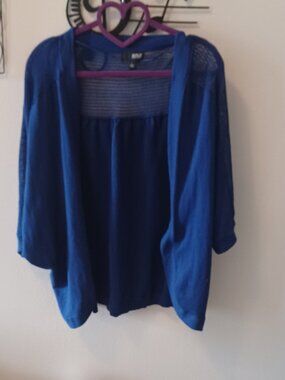 ANA Sky Blue 3/4 Sleeve Light sweater shrug open Knit Shouders Cute Large